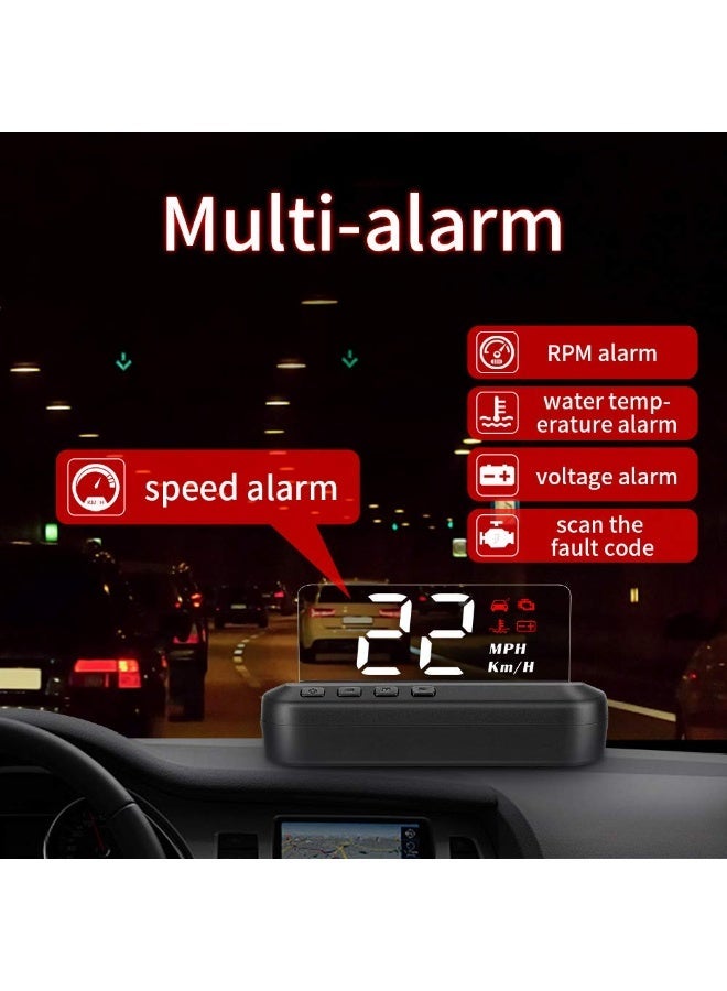 Bukela M1 Windshield Projection Heads Up Display, Digital Speedometer with Navigator/Speed/RPM/Voltage/Temperature Warning Alarm Displayer. Suitable for All Vehicles - Image 2